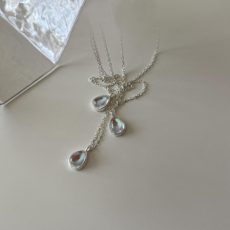 Dây chuyền bạc nữ mẫu giọt nước moonstone LUXELLA JEWELRY Lux085