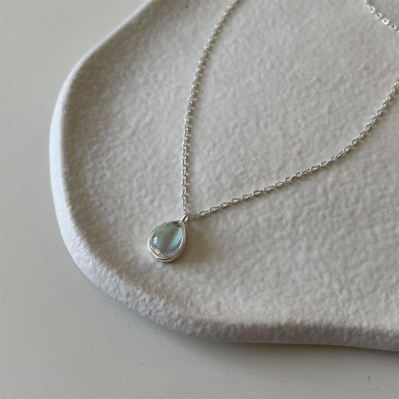 Dây chuyền bạc nữ mẫu giọt nước moonstone LUXELLA JEWELRY Lux085