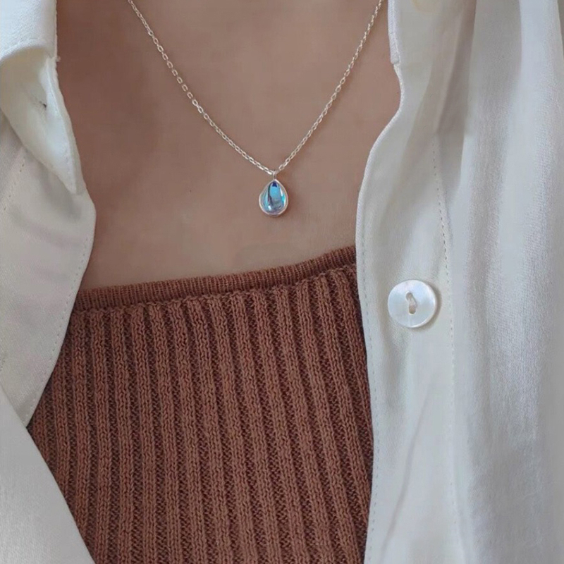 Dây chuyền bạc nữ mẫu giọt nước moonstone LUXELLA JEWELRY Lux085