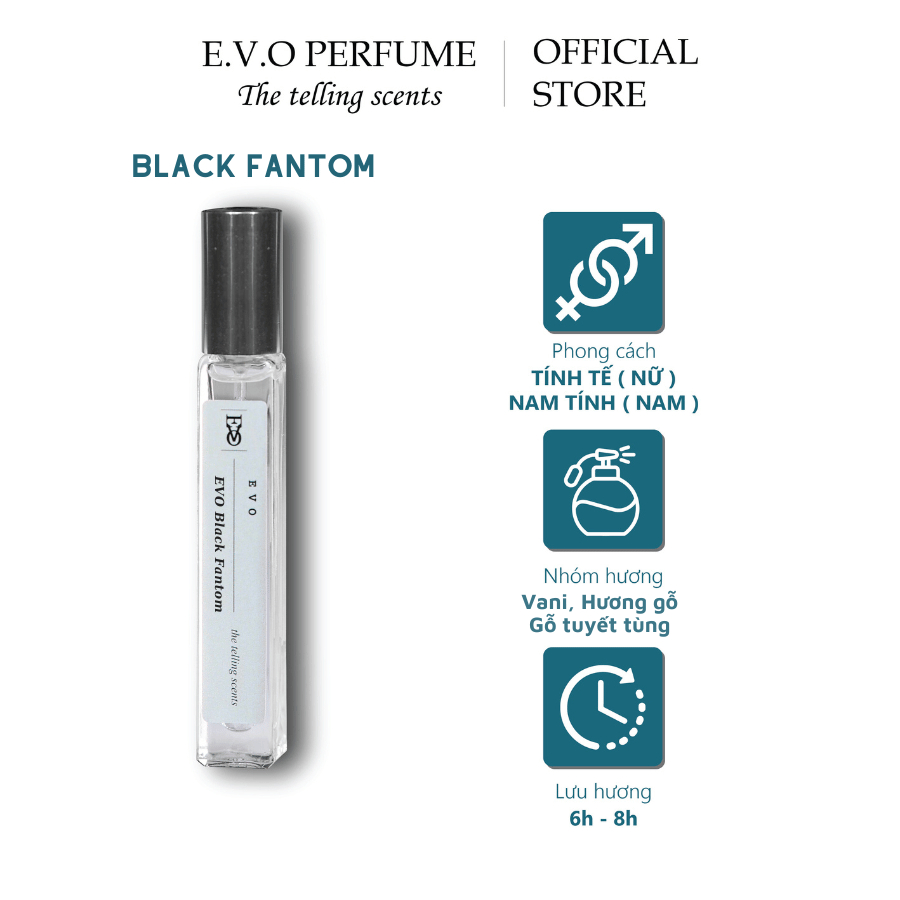 Nước hoa unisex EVO Black Fantom phong cách sang trọng, bí ẩn, tinh tế - Dạng xịt 10ml