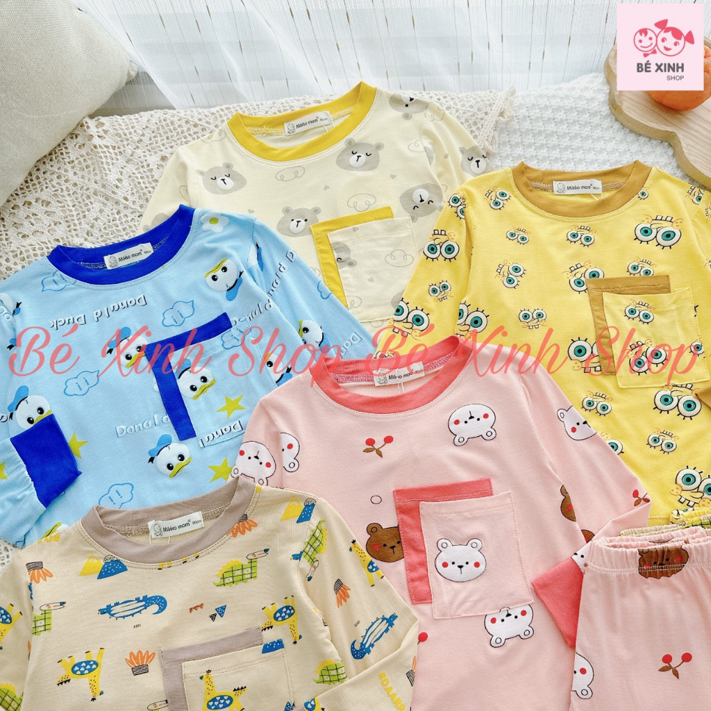 Đồ Bộ Dài Tay Cho Bé Trai Bé Gái 8-18KG MIKKO MOM  Bộ Đồ Quần Áo Tay Dài Cho Bé Trai Gái DÀI TÚI