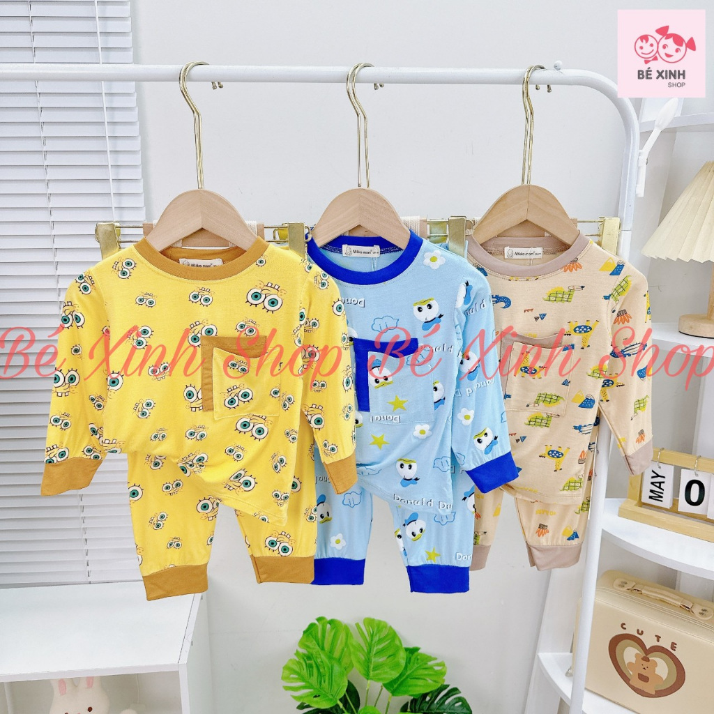 Đồ Bộ Dài Tay Cho Bé Trai Bé Gái 8-18KG MIKKO MOM  Bộ Đồ Quần Áo Tay Dài Cho Bé Trai Gái DÀI TÚI