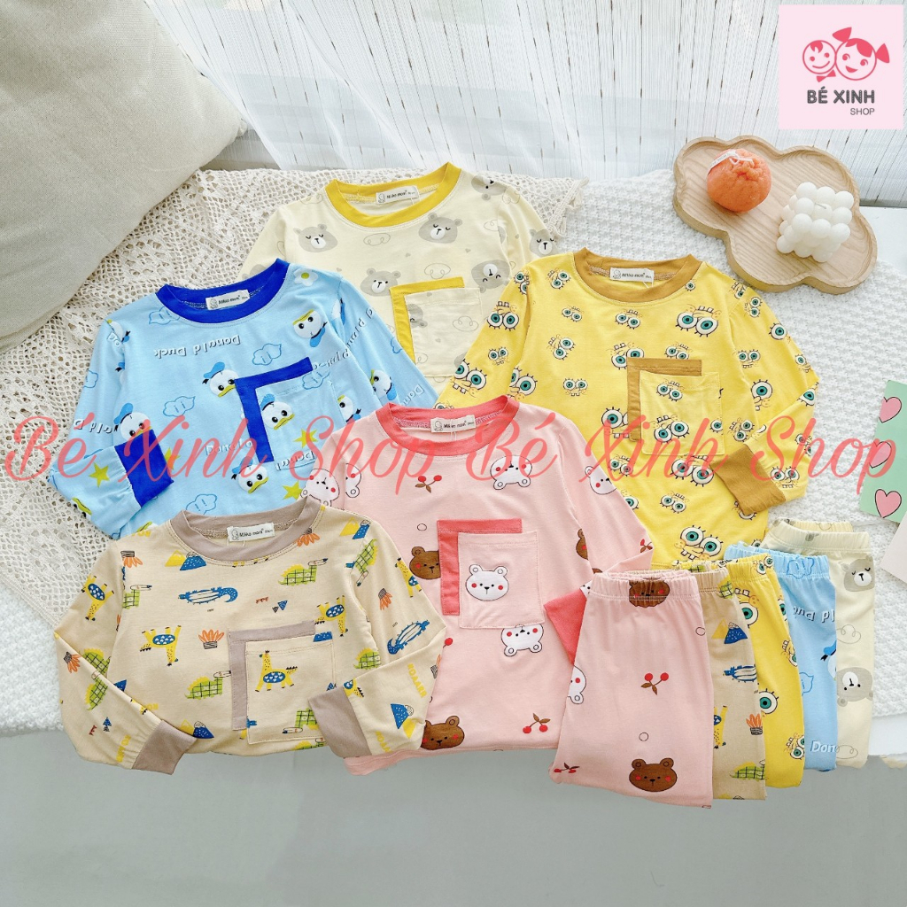 Đồ Bộ Dài Tay Cho Bé Trai Bé Gái 8-18KG MIKKO MOM  Bộ Đồ Quần Áo Tay Dài Cho Bé Trai Gái DÀI TÚI