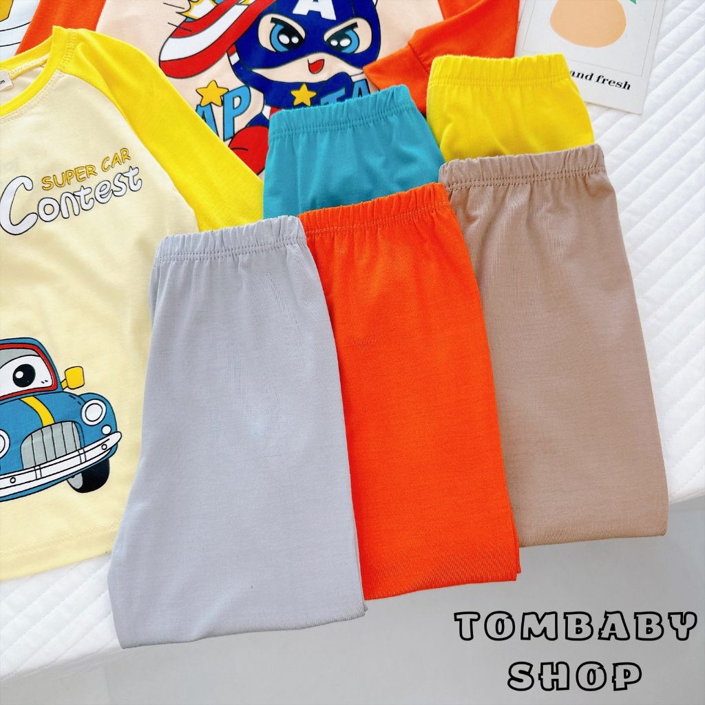 Bộ thun lạnh dài tay cho bé trai, bé gái chuẩn loại 1 mềm, mịn, mát cho bé hình ô tô, khủng long, siêu nhân