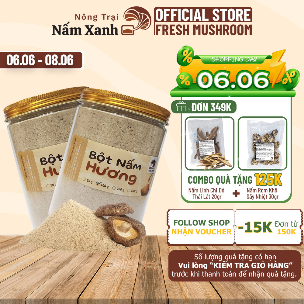 Bột Nấm Hương (Đông Cô) Túi 500gr 1kg Nêm Vị Umami Cho Món Ăn Ngọt Thanh - Nông Trại Nấm Xanh