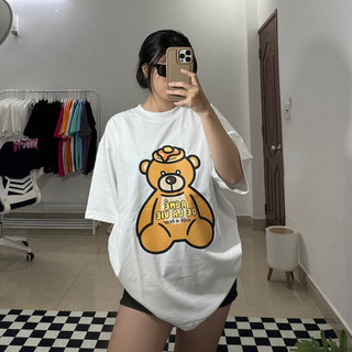 Áo thun A D L V gấu vàng form rộng rãi cotton 2 chiều
