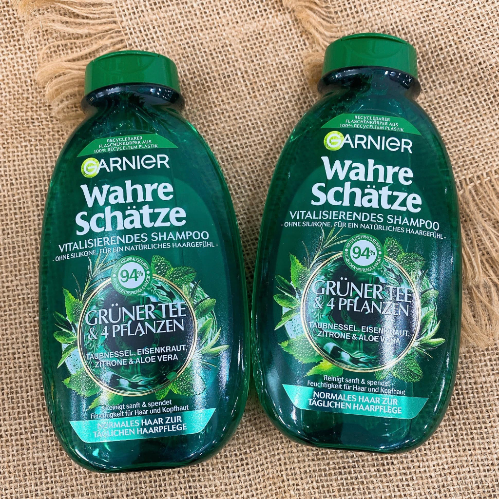 DẦU GỘI GARNIER WAHRE SCHÄTZE CHIẾT XUẤT TRÀ XANH & 4 LOẠI THẢO MỘC