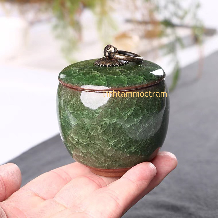 Bình đựng trà gốm sứ hũ trà men hỏa biến hàng chuẩn đẹp