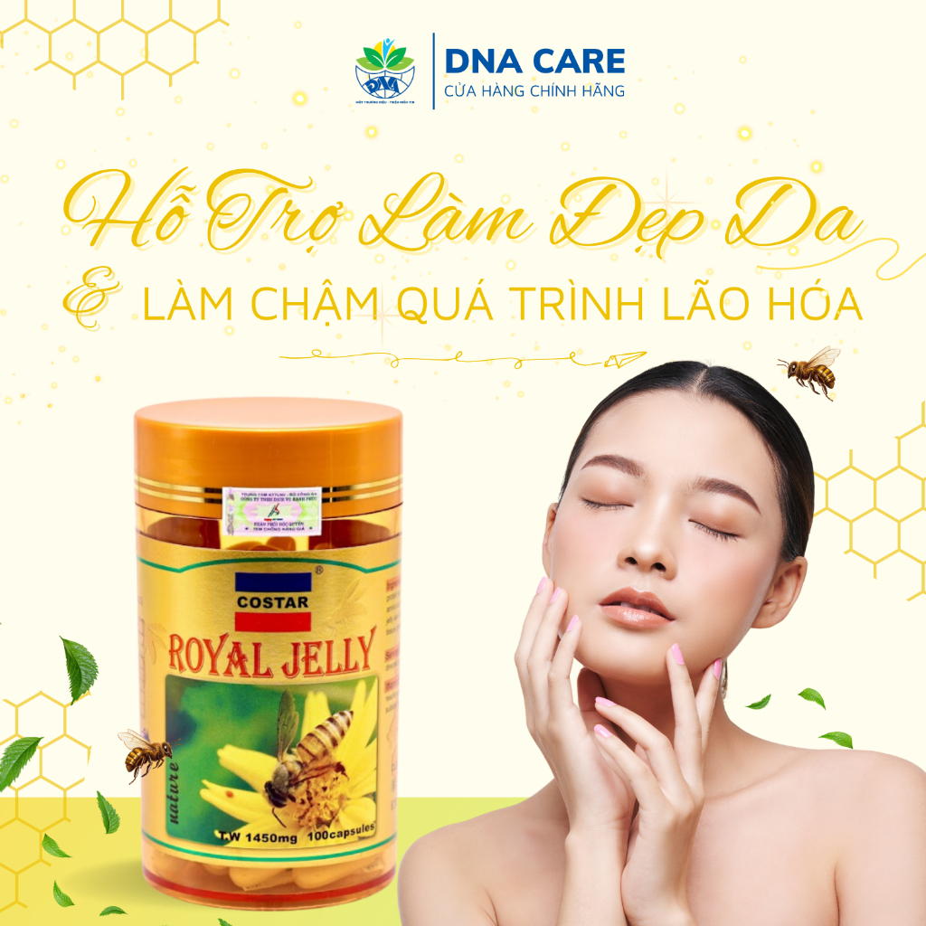 Viên uống sữa ong chúa Úc Royal Jelly Costar 1450mg hỗ trợ đẹp da hộp 60/100/365 viên