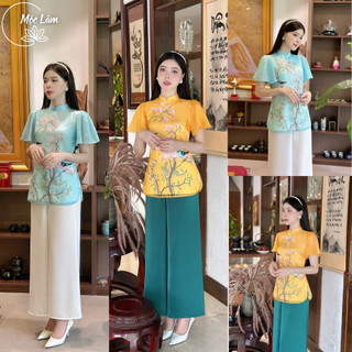 [Siêu Sale] Pháp phục đi chùa, bộ đồ đi lễ chất liệu tơ hoa đính kết thủ công cao cấp -  Pháp Phục Mộc Lâm - PP22