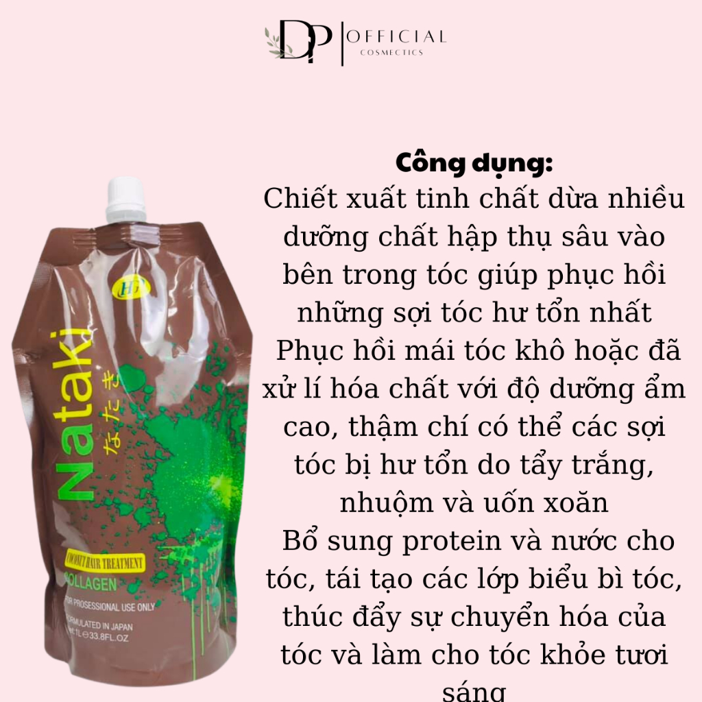Kem Hấp Ủ tóc siêu mượt NATAKI COLLAGEN 1000ml