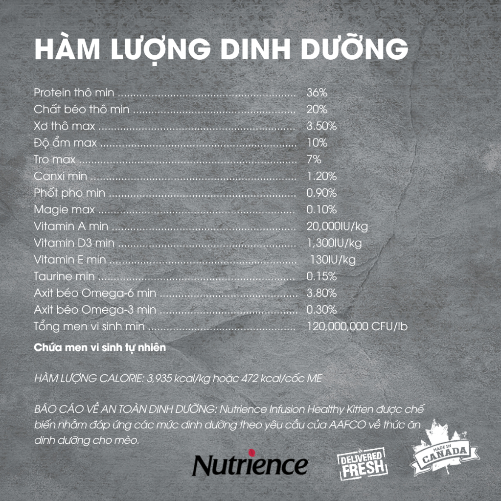 Thức Ăn Cho Mèo Con Nutrience Infusion Healthy Kitten - thịt gà, dầu cá hồi và rau củ trái cây tự nhiên 2.27kg