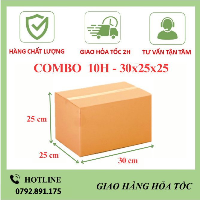30x25x25 Combo 10 hộp carton giá rẻ đóng hàng mỹ phẩm, giày dép, quần áo, phụ kiện Hà Nội