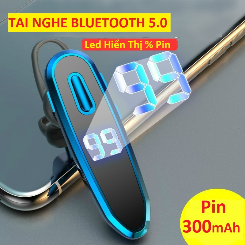 Tai Nghe Bluetooth 5.0 Pin 300mAh , Đàm Thoại - Nghe Nhạc Lên Đến 30 Giờ , Hiển Thị Led Báo % Pin .