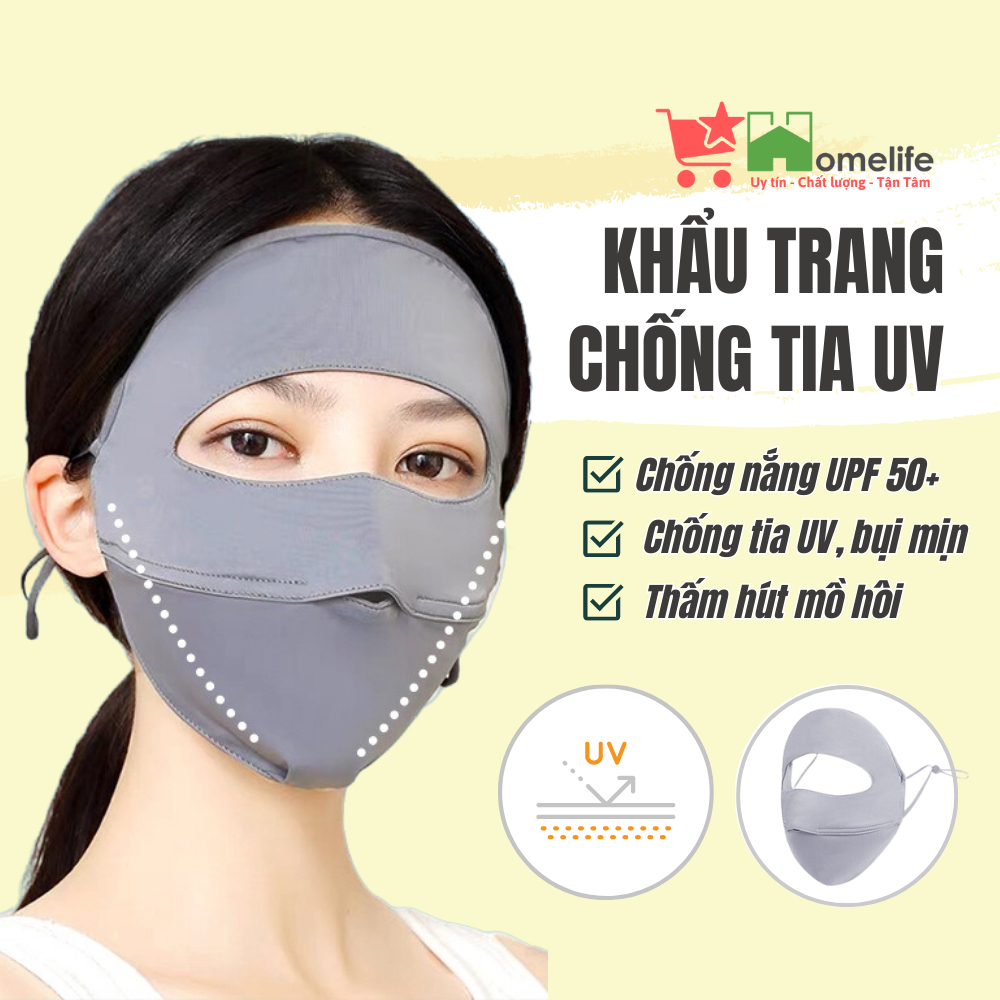 Khẩu Trang Toàn Mặt Chống 99% Tia Uv, Khẩu Trang Chống Nắng Ninja Che Trán Hai Lớp Chống Nắng Upf 50+, Thấm Hút Mồ Hôi