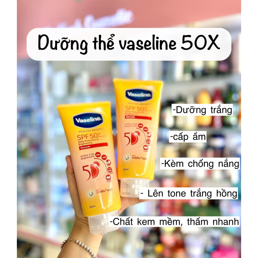 Dưỡng Thể Trắng Da Body VASELINE 50X Thái Chống Nắng SPF 50+ 300ml Vi Venus Beauty