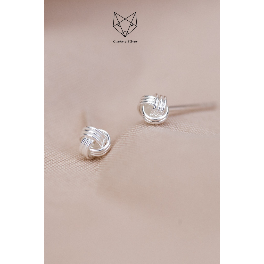 Khuyên Tai Bạc Nữ CaoBac Silver Chất Liệu Bạc Thái Cao Cấp Hoạ Tiế Xoắn Trắng Mini Lạ Mắt Độc Đáo Dành Tặng Cho Bạn Nữ