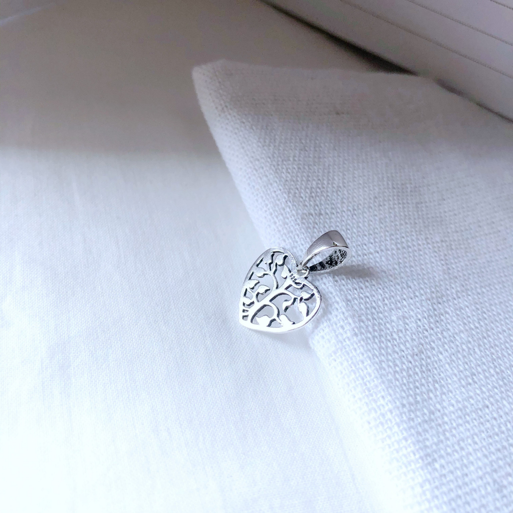 Mặt Dây Bạc Nữ CaoBac Silver Chất Liệu Bạc Thái Cao Cấp Hoạ Tiết Tim Cây Trong Khung Lạ Mắt Độc Đáo Dành Tặng Cho Bạn Nữ