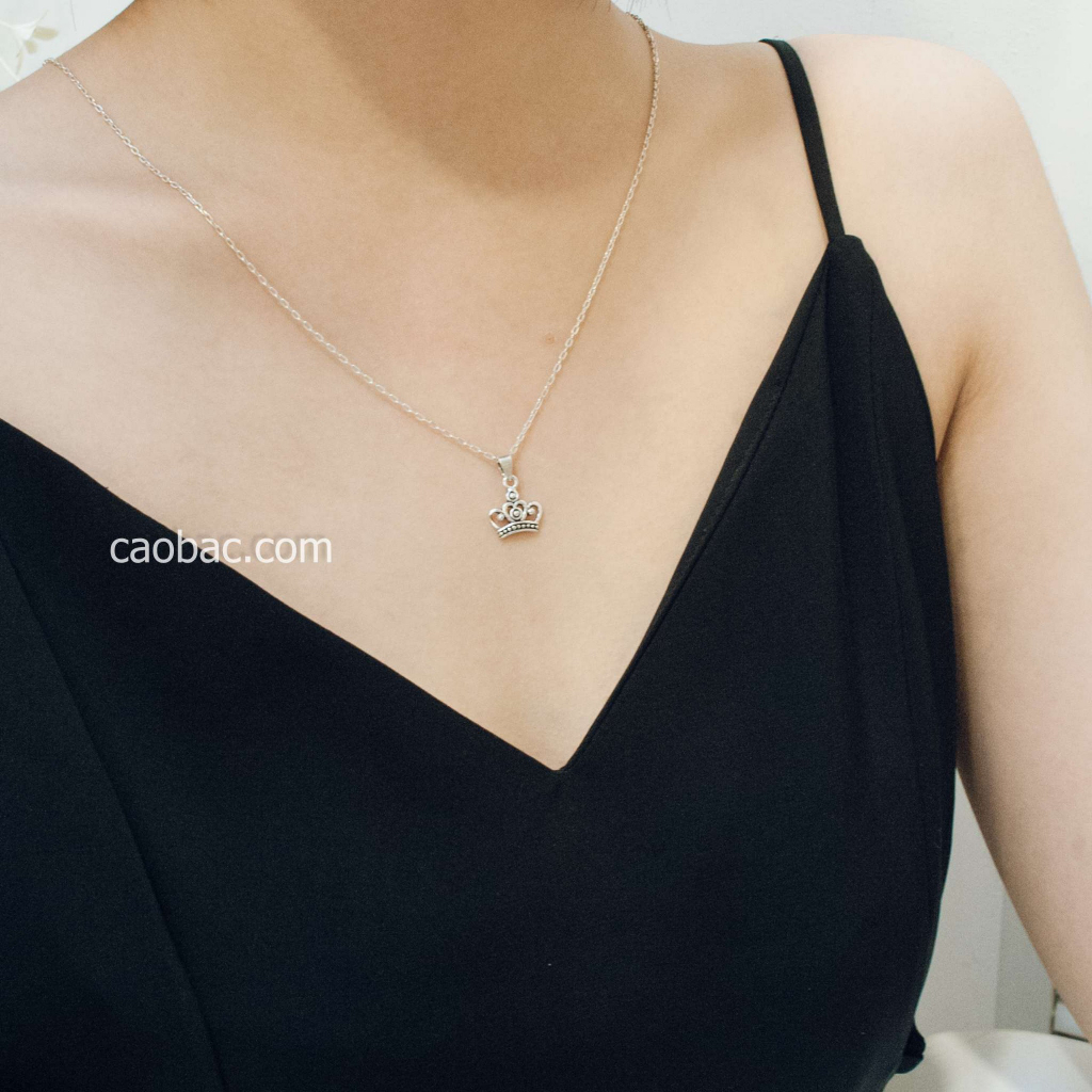 Mặt Dây Bạc Nữ CaoBac Silver Chất Liệu Bạc Thái Cao Cấp Hoạ Tiết Vương Miện Lạ Mắt Độc Đáo Dành Tặng Cho Bạn Nữ