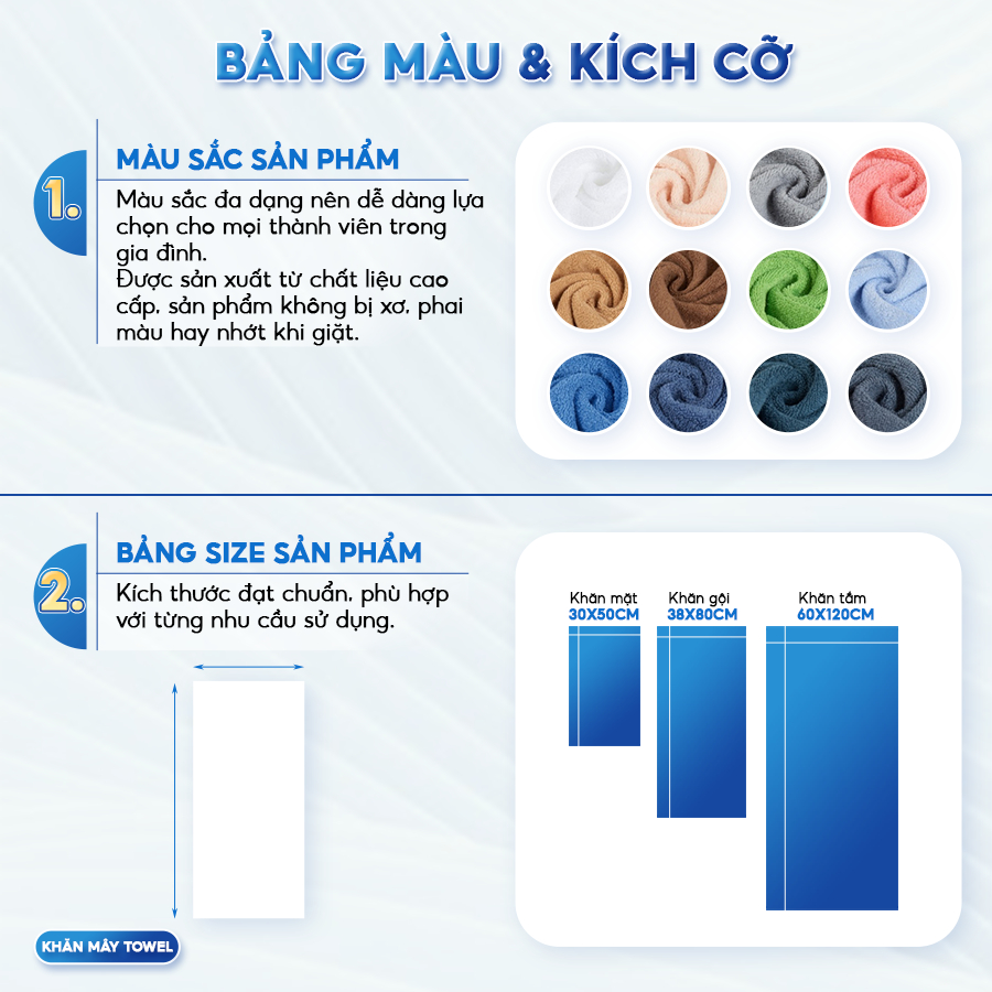 Khăn Tắm Gội Đầu Lau Mặt Dùng Cho Gia Đình Spa Khách Sạn 100% Cotton Thấm Hút | BigBuy360 - bigbuy360.vn