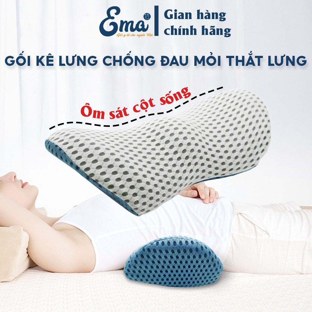 Gối kê lưng Ema cho người đau mỏi thắt lưng, thoát vị đĩa đệm, bà bầu, người cao tuổi, dân văn phòng...