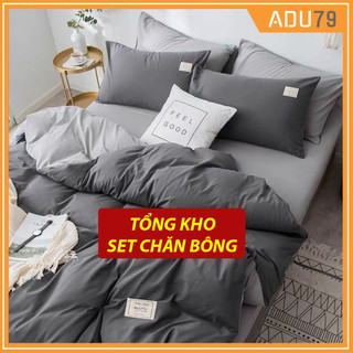 Bộ sét chăn ga gối cho homestay khách sạn nhà nghỉ cotton tici có chăn chần bông