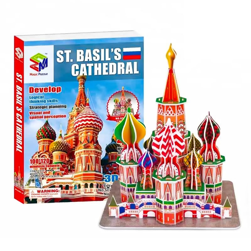 Mô Hình Giấy 3D Magic Puzzle: Đền Thánh Vasily Hiển Phúc [46 Chi Tiết]