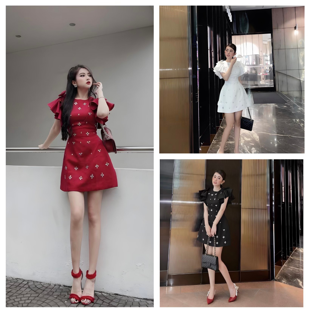 Váy dự tiệc cánh tiên đính đá 3 màu thời trang - Lari shop