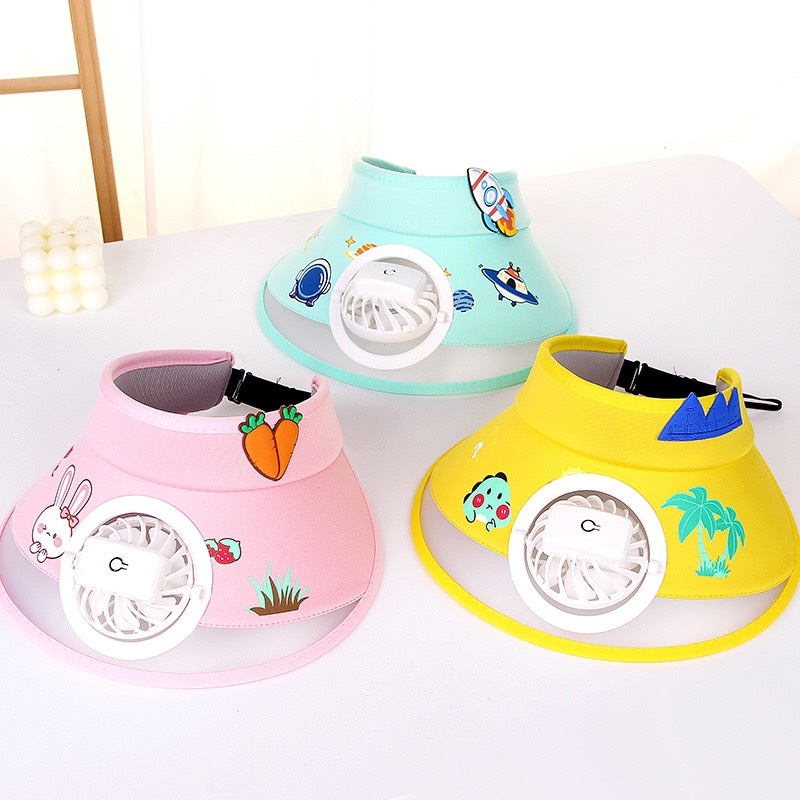 Mũ chống nắng - Nón không nóc kèm quạt nhiều màu sắc cho bé trai bé gái - THE HOUSE KIDS VIP