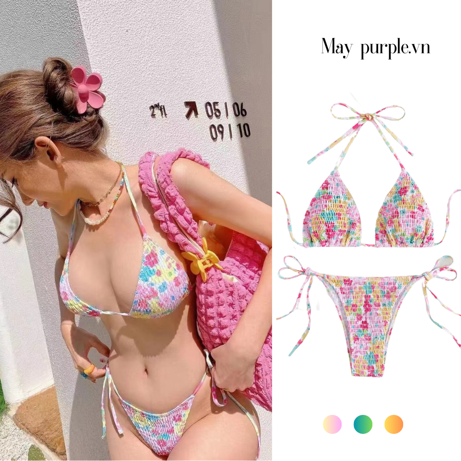 Bộ Đồ Bơi Không Tay Họa Tiết Hoa Xinh Xắn Cho Nữ 2023