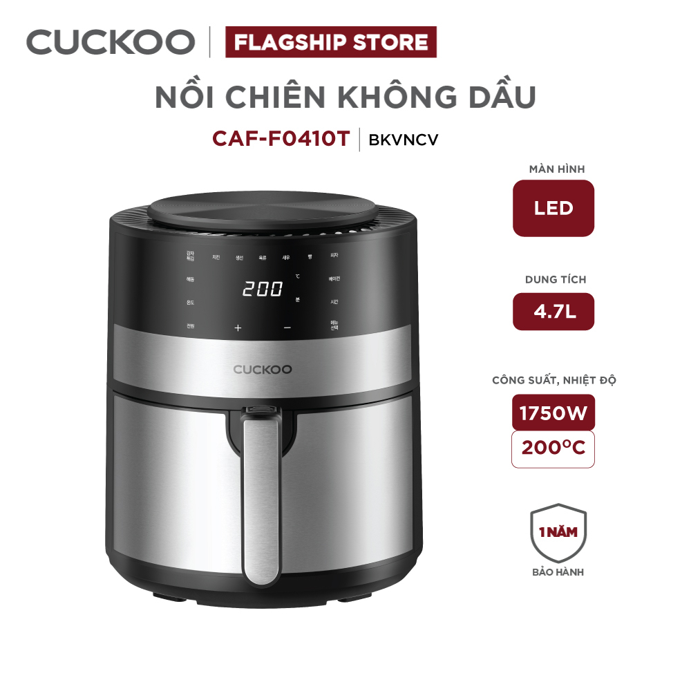 Nồi chiên không dầu Cuckoo 4.7L CAF-F0410T/BKVNCV-Màn hình cảm ứng LED-Công suất 1350W