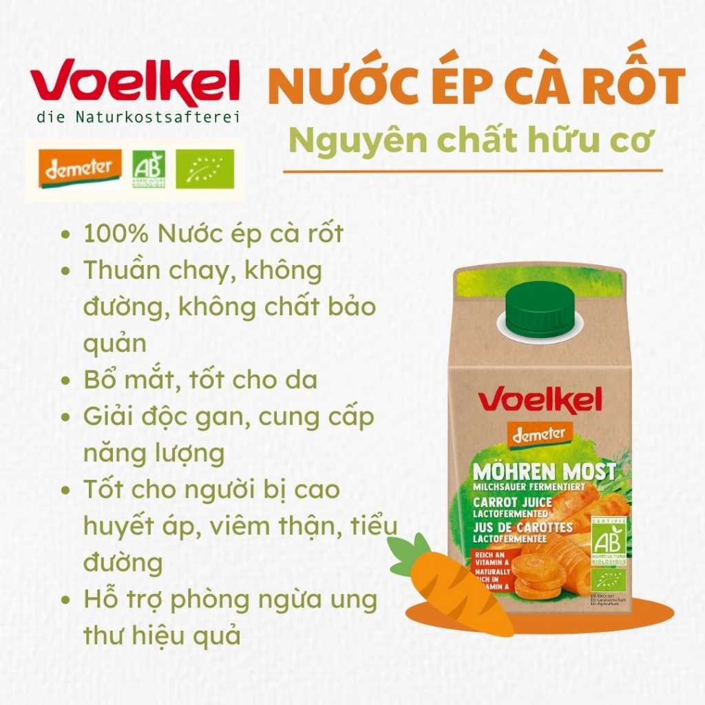 Nước ép cà rốt hữu cơ Voelkel (500ml)