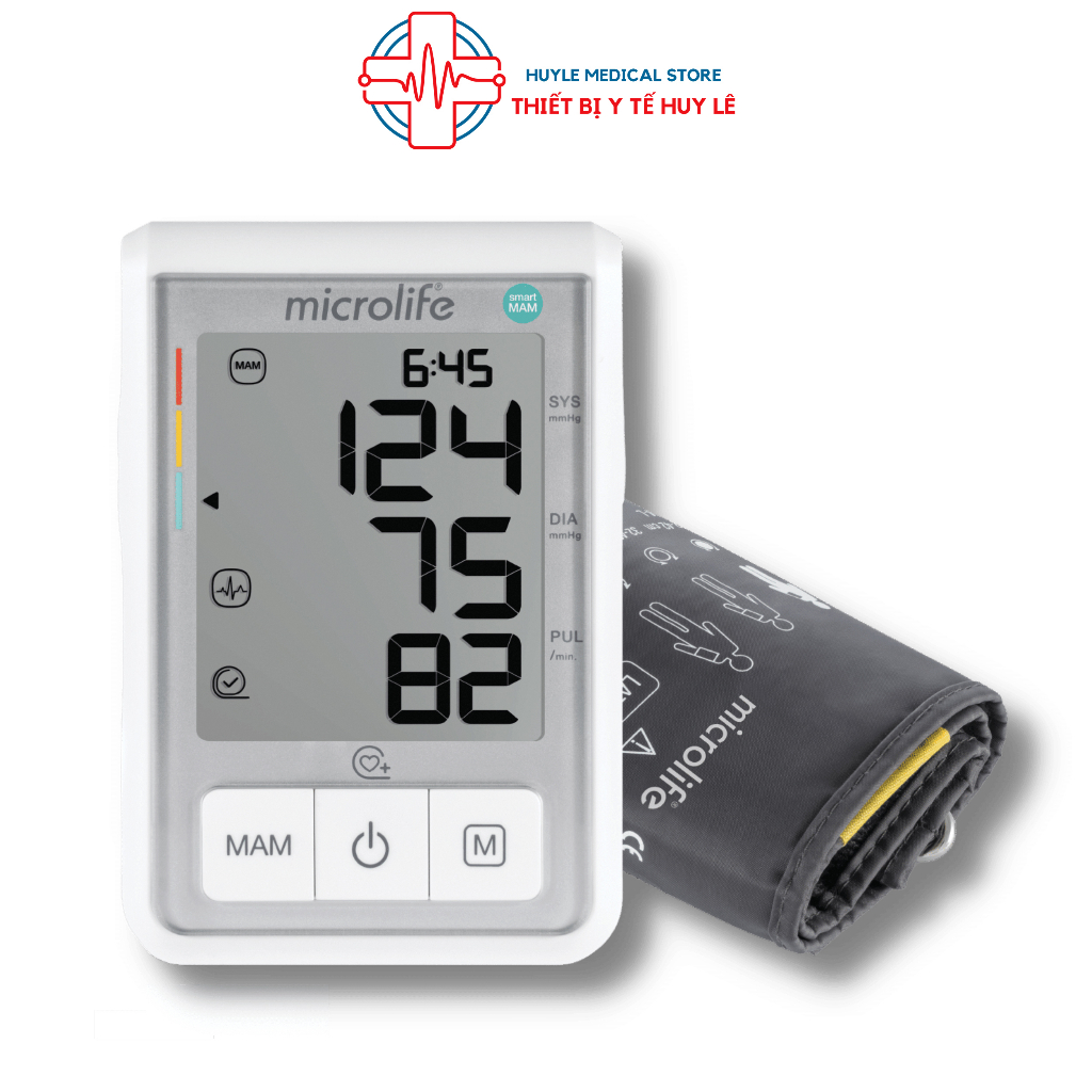 Máy đo huyết áp và nhịp tim Microlife B3 Basic có cảnh báo rối loạn nhịp tim, đo nhanh chính xác - Huyle