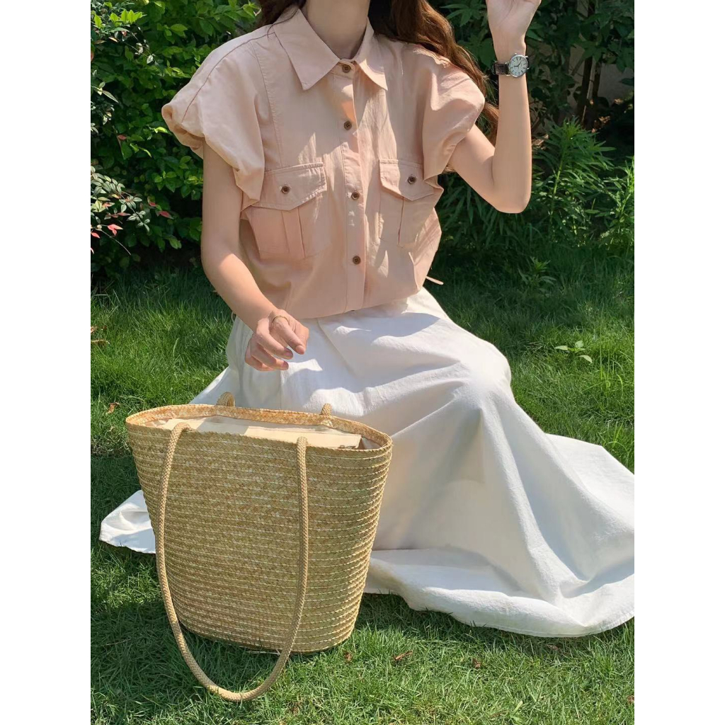 AP1157-ÁO SM DÁNG CROP 2 TÚI TRƯỚC GẤU BO CHUN2156 iu