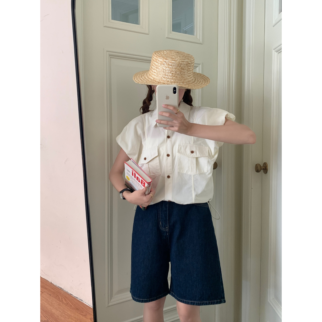 AP1157-ÁO SM DÁNG CROP 2 TÚI TRƯỚC GẤU BO CHUN2156 iu