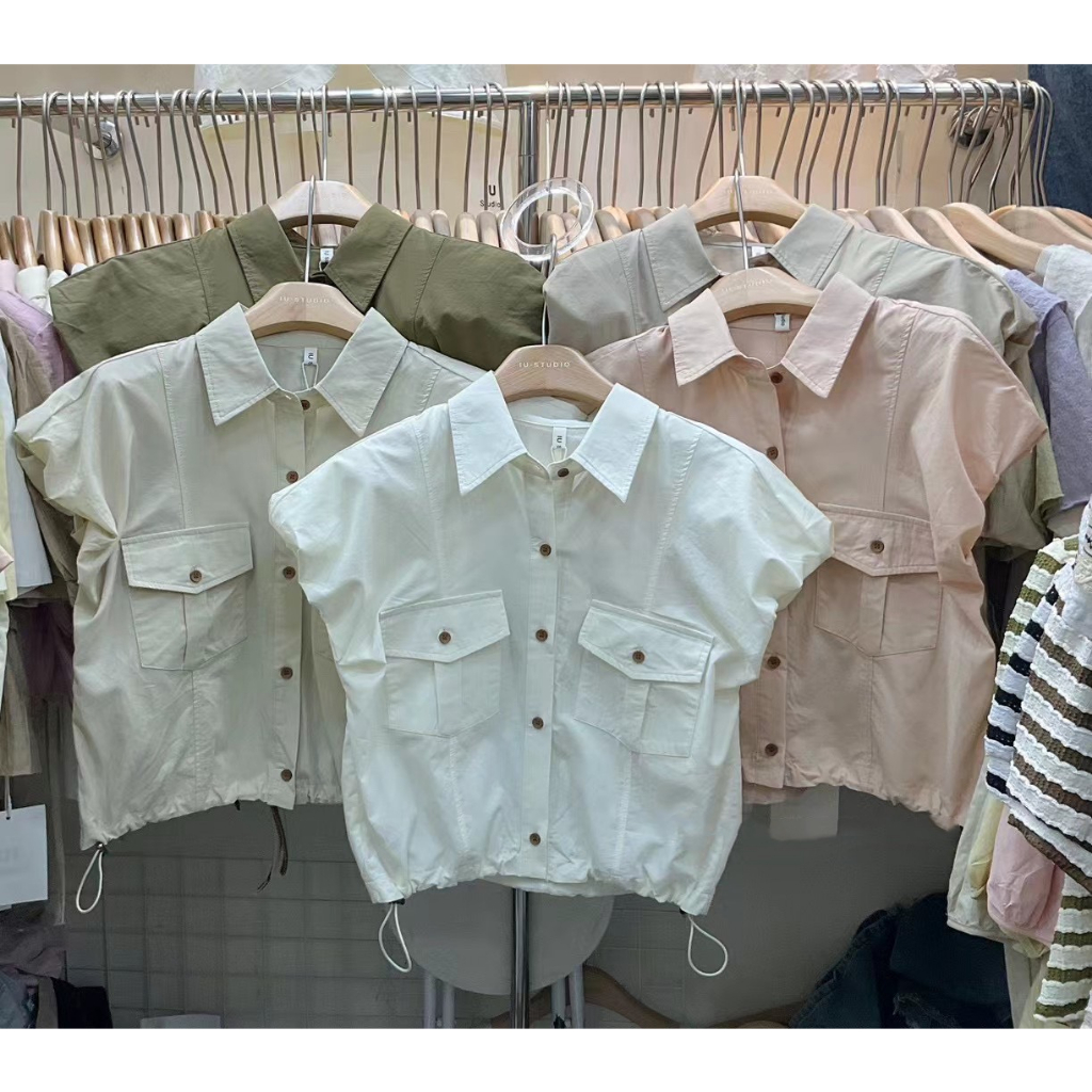 AP1157-ÁO SM DÁNG CROP 2 TÚI TRƯỚC GẤU BO CHUN2156 iu