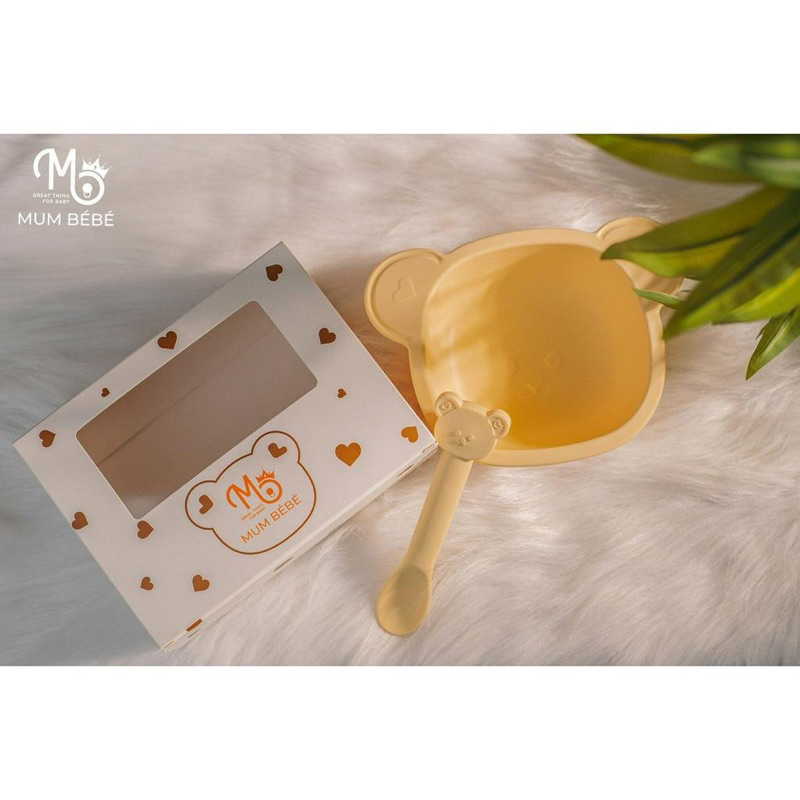 Bát ăn dặm silicone chống trượt hình gấu Mumbebe