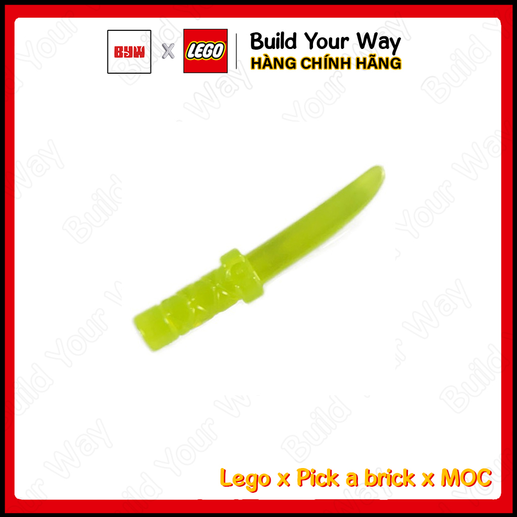 Gạch Lego lắp ghép chính hãng Dao găm / 37341b: Weapon Knife with Flat Hilt End and Curved Blade, Cross Hatched Grip