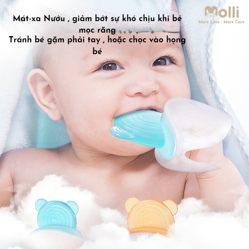 Gặm nướu hình gấu 2in1 silicon Molli - không mùi, không BPA - an toàn cho bé