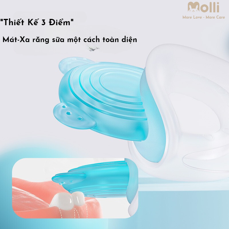 Gặm nướu hình gấu 2in1 silicon Molli - không mùi, không BPA - an toàn cho bé
