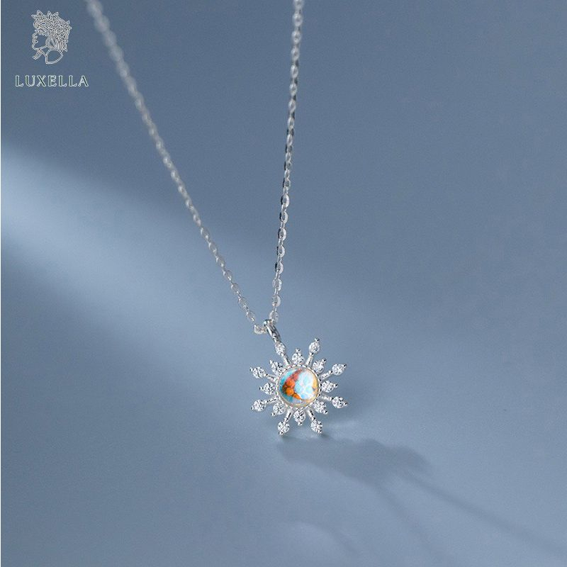 Dây chuyền bạc nữ mẫu hình mặt trời moonstone đá LUXELLA JEWELRY Lux086