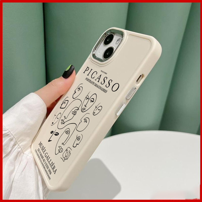 Ốp điện thoại TPU mềm dáng vuông Tranh Picasso Camera bạc cho iPhone 14 Pro max 13 Pro Max 12 Pro Max 11 xr xs sg5003
