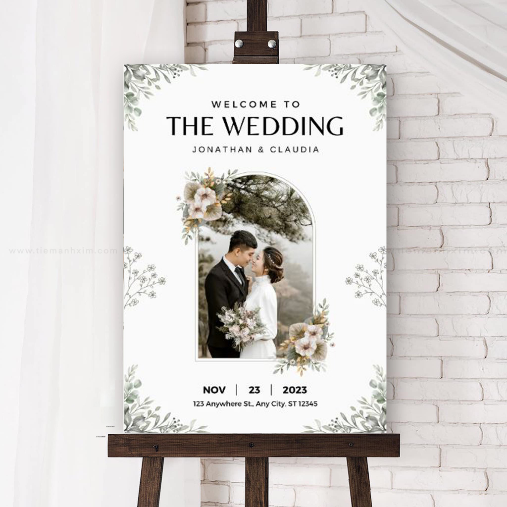 Bảng tên đám cưới , bảng cổng chào đám cưới, bảng welcome cưới ( welcome wedding) (kt 60x80cm) KHÔNG KÈM CHÂN GỖ