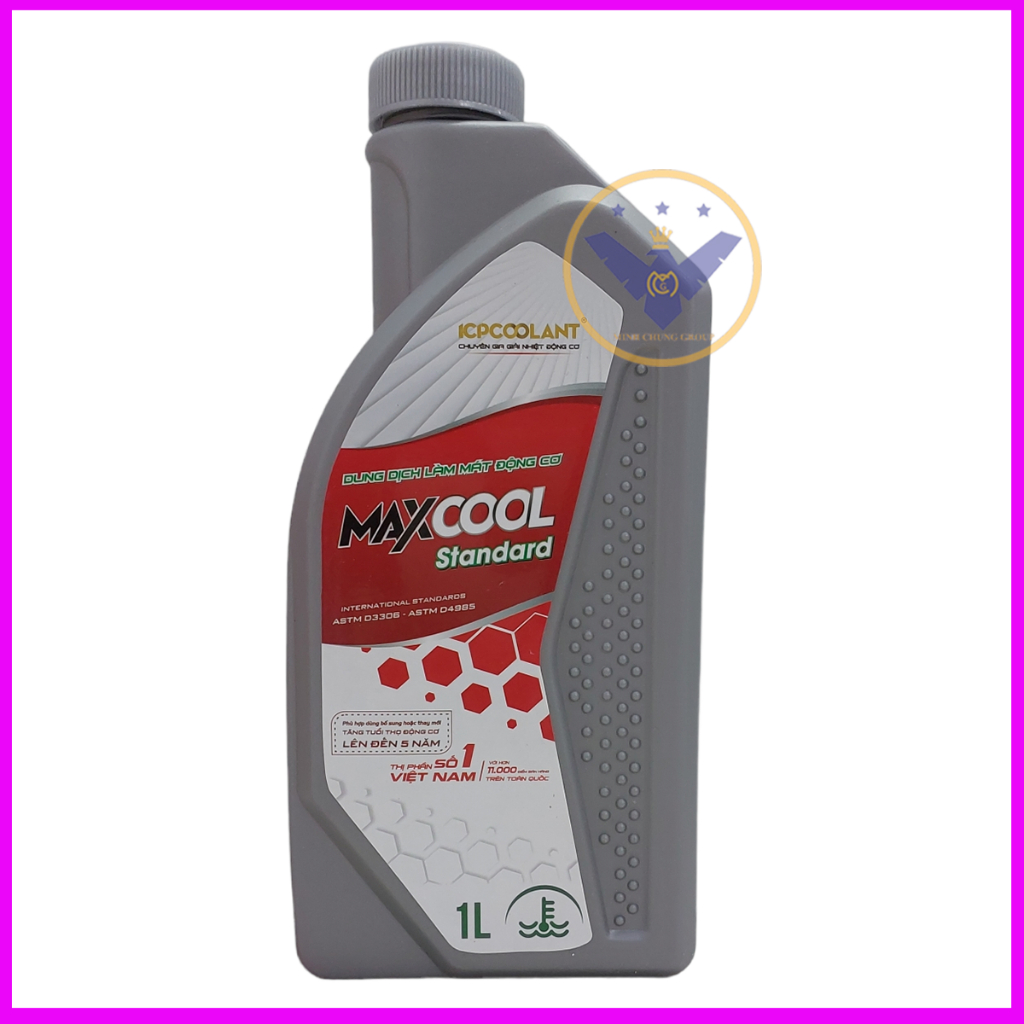 Nước làm mát động cơ xe ô tô, xe máy màu đỏ Maxcool Standard lon 1L