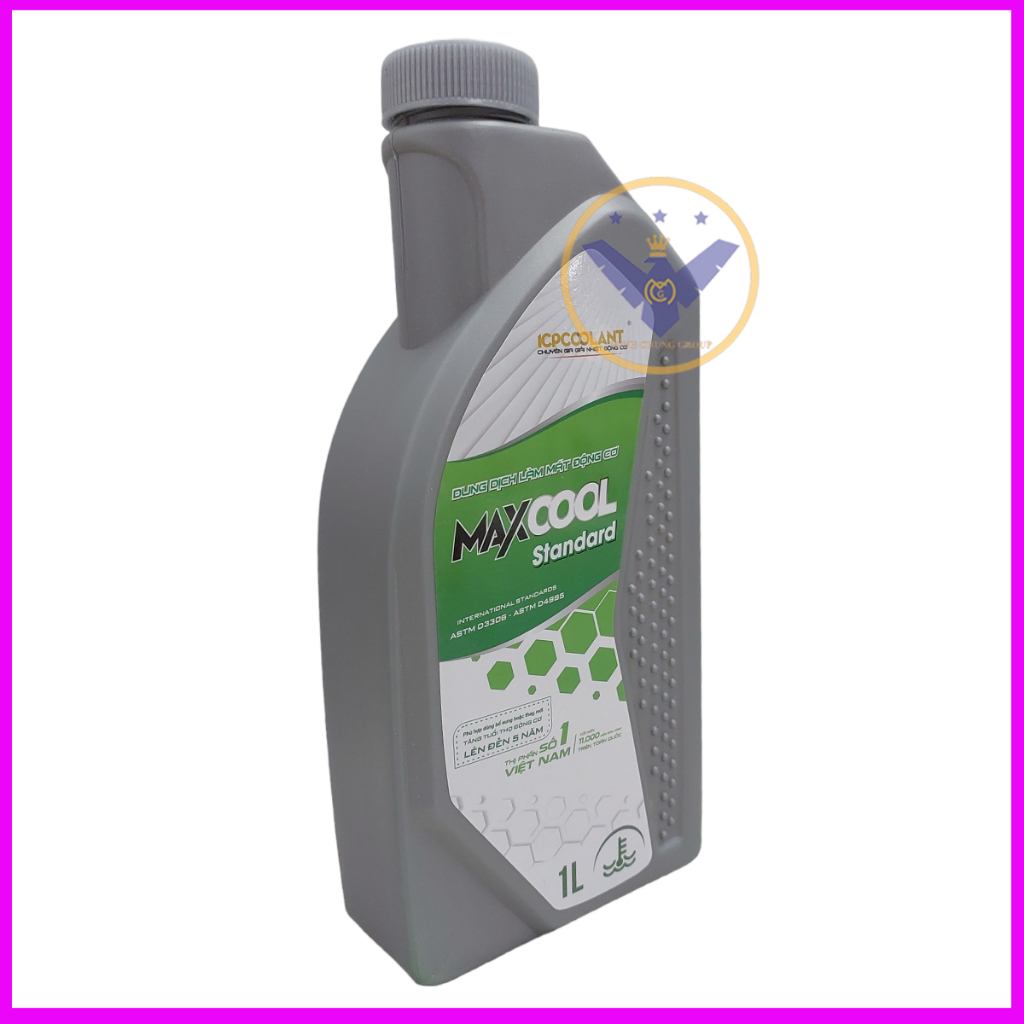 Nước làm mát động cơ xe ô tô, xe máy màu xanh Maxcool Standard lon 1L
