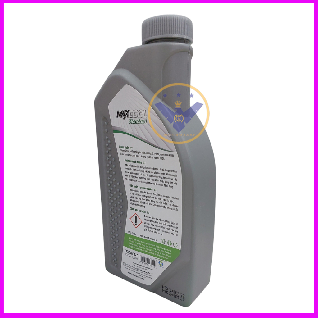 Nước làm mát động cơ xe ô tô, xe máy màu xanh Maxcool Standard lon 1L