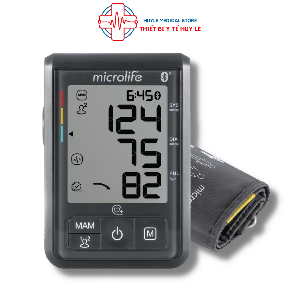 Máy đo huyết áp bắp tay Microlife B3 Bluetooth đo hoàn toàn tự động, bộ nhớ 99 lần cho 2 người tiện theo dõi - Huyle