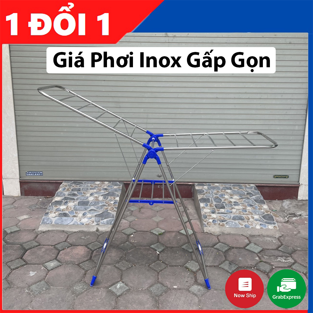 (FREESHIP) Giá Phơi Quần Áo Gấp Gọn Chữ A Hàn Quốc - Giàn Phơi Quần Áo Thông Minh Inox 304 Chắc Chắn Chống Gỉ