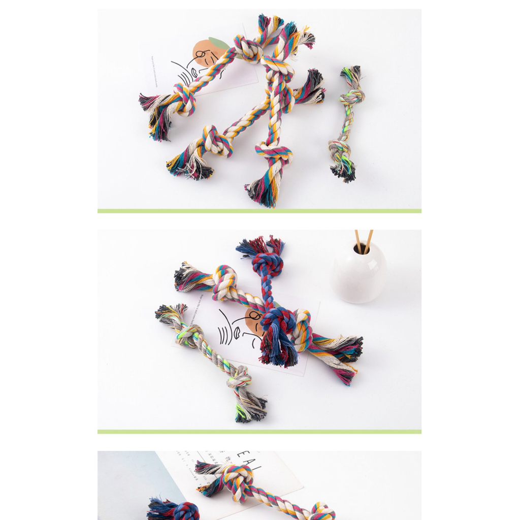 Dây bông bện xương cho Chó Con mọc Răng nhai,Đồ Chơi nhai gặm