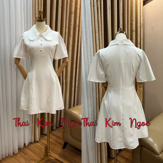 Đầm sơmi cổ sen nút bọc